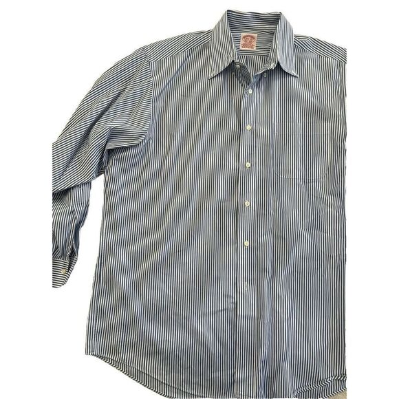 Vintage Brooks Brothers, Made In Hong Kong, Blue & White Striped  16.5/4 - Picture 4 of 5
